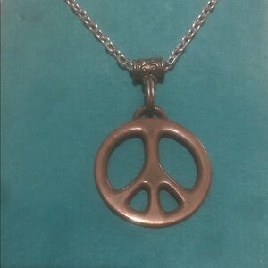 Bronze Peace Sign Pendant Necklace for Women